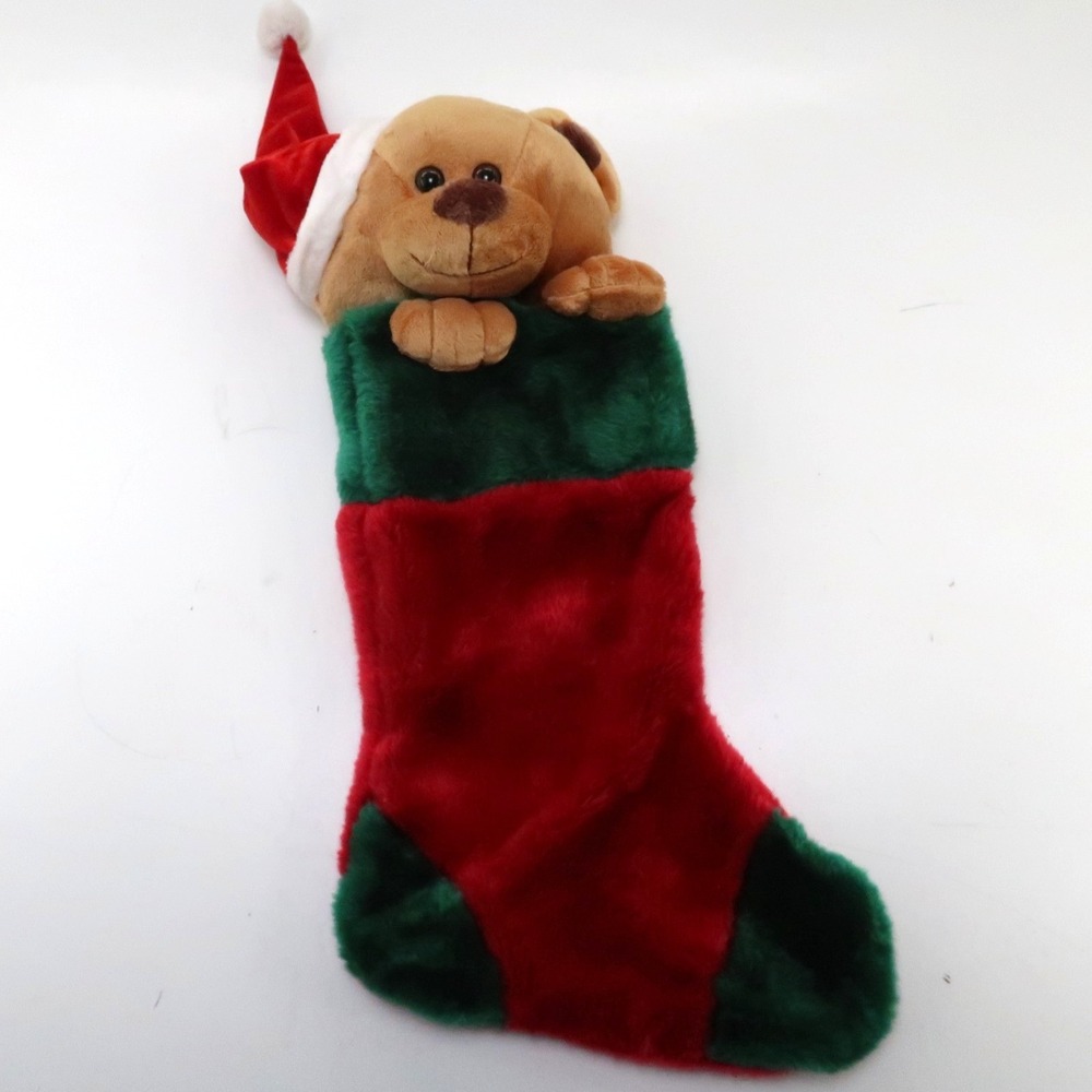 Plush Teddy Bear Christmas Stocking with Santa Hat Design 21"‎ by Target